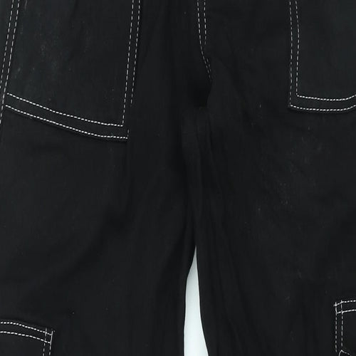 Punk'd Image Womens Black Cotton Wide-Leg Jeans Size 6 L33 in Regular Zip - Stitch Detail Cargo