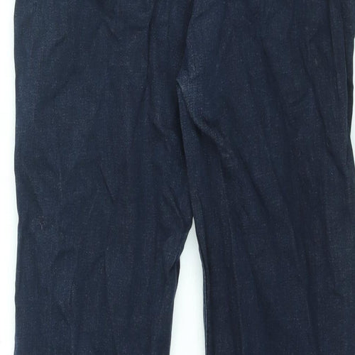 Marks and Spencer Womens Blue Cotton Straight Jeans Size 12 L27 in Regular Zip