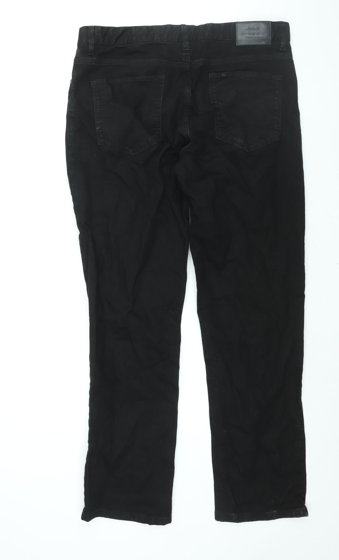 TU Mens Black Cotton Straight Jeans Size 36 in L32 in Regular Zip