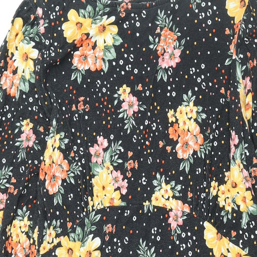 Dorothy Perkins Womens Black Floral Viscose A-Line Size 14 Round Neck Pullover