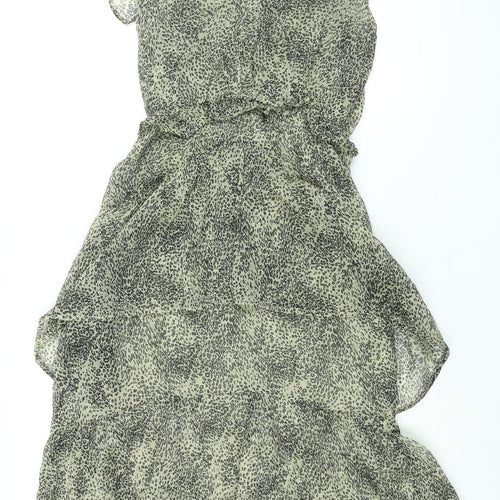 Neo Noir Womens Brown Animal Print Polyester Shift Size M V-Neck Pullover - Leopard Print Frill