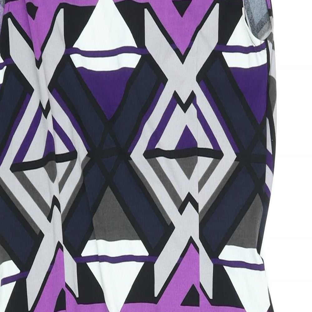 Marks and Spencer Womens Multicoloured Geometric Polyester Bodycon Size 12 V-Neck Pullover - Shoulder Pads