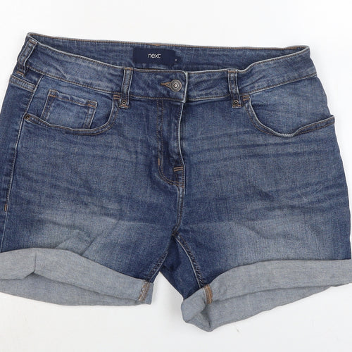 NEXT Womens Blue Cotton Boyfriend Shorts Size 12 Regular Zip