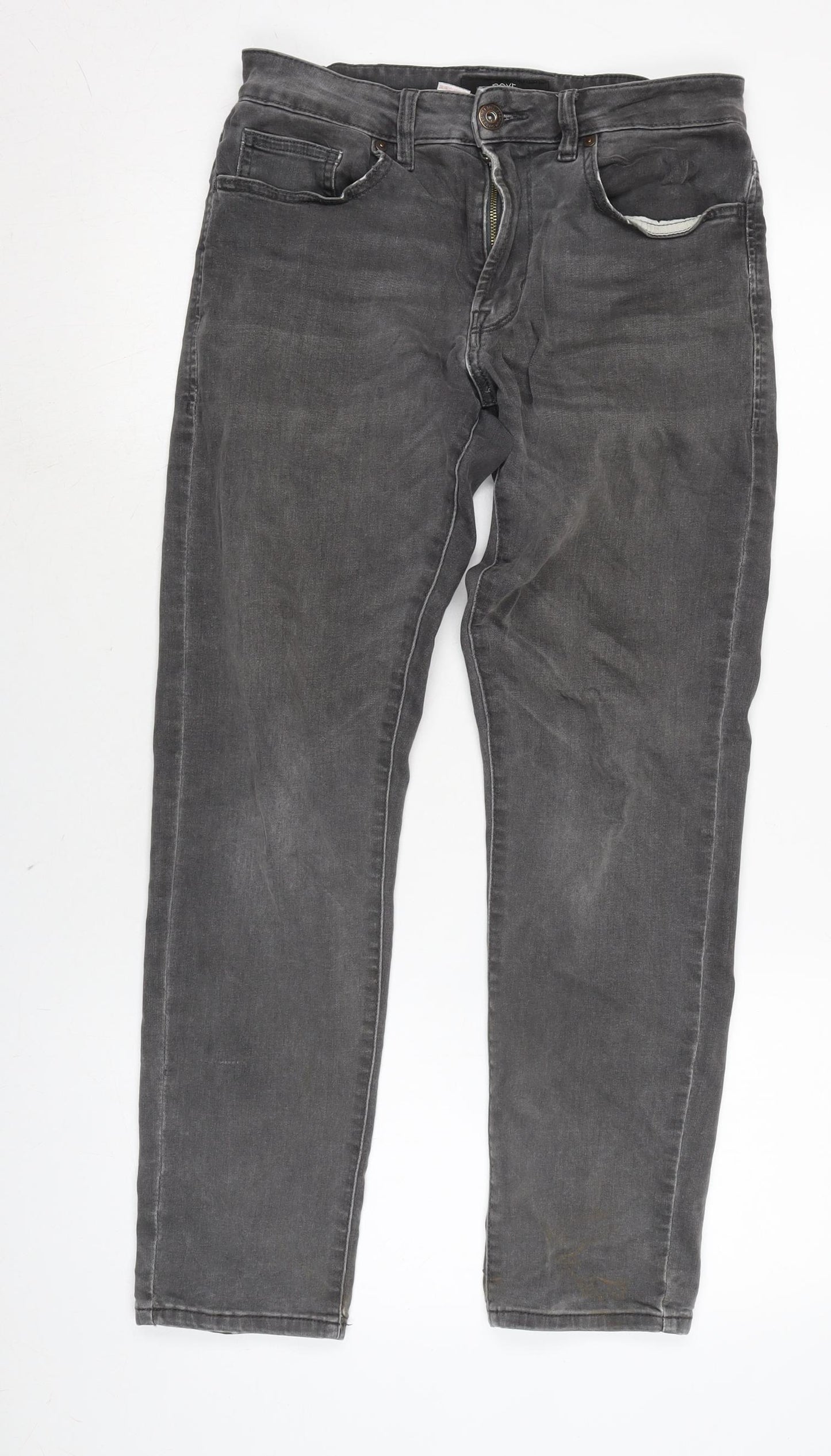 NEXT Mens Grey Cotton Blend Straight Jeans Size 30 in L28 in Regular Zip