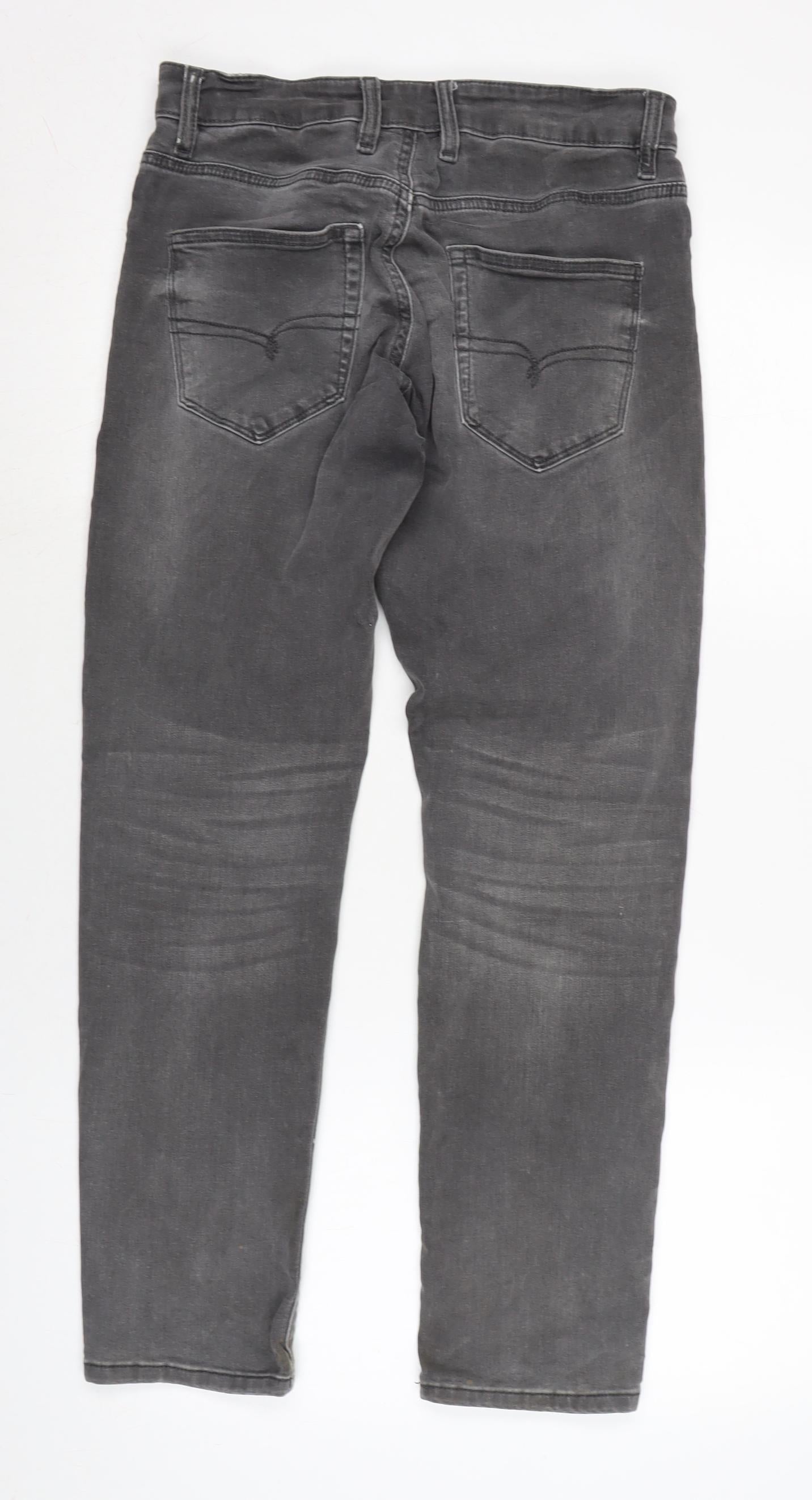 NEXT Mens Grey Cotton Blend Straight Jeans Size 30 in L28 in Regular Zip