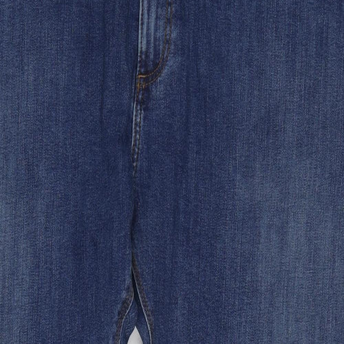 Marks and Spencer Mens Blue Cotton Blend Straight Jeans Size 45 in L31 in Regular Zip