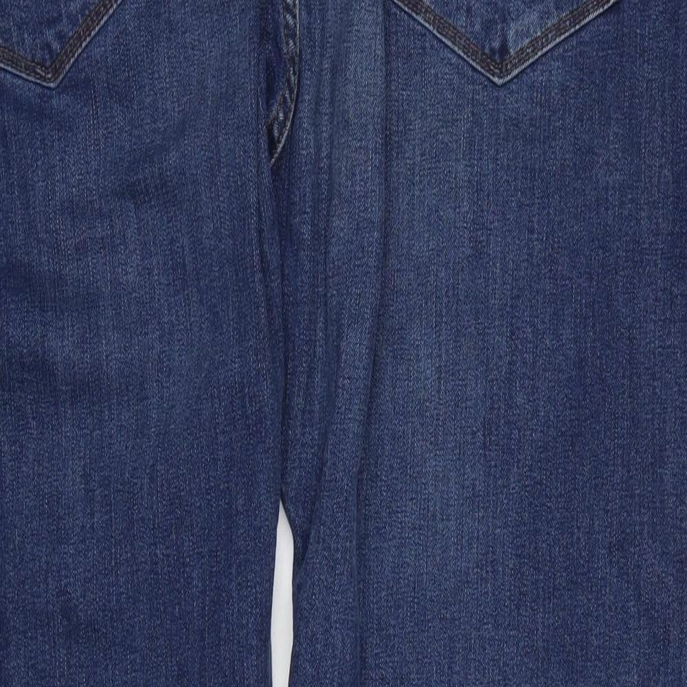 Marks and Spencer Mens Blue Cotton Blend Straight Jeans Size 45 in L31 in Regular Zip