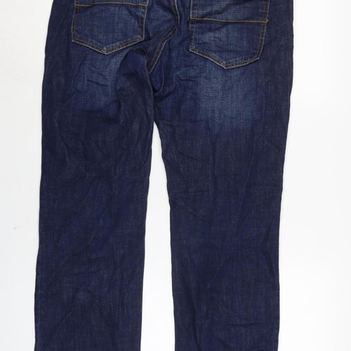 Weekend Offender Mens Blue Cotton Straight Jeans Size 32 in L29 in Regular Button