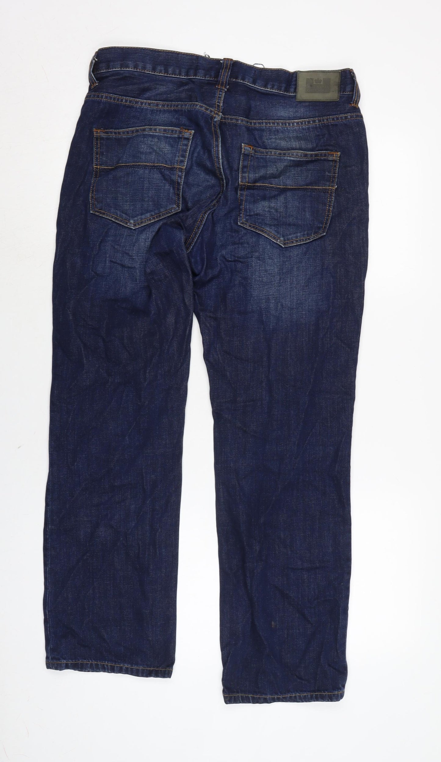 Weekend Offender Mens Blue Cotton Straight Jeans Size 32 in L29 in Regular Button