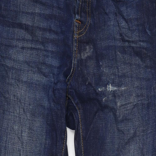 Weekend Offender Mens Blue Cotton Straight Jeans Size 32 in L29 in Regular Button