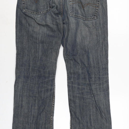 Topman Mens Blue Cotton Straight Jeans Size 32 in L31 in Regular Button