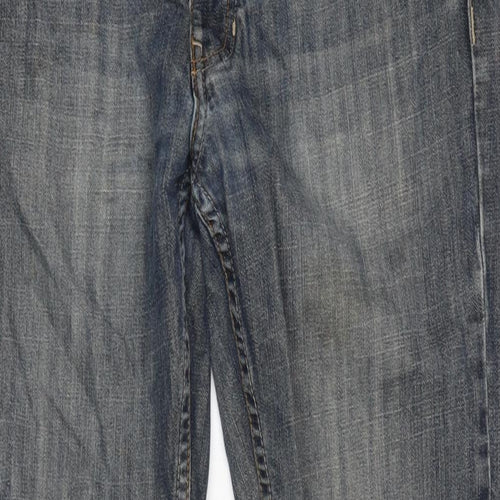 Topman Mens Blue Cotton Straight Jeans Size 32 in L31 in Regular Button