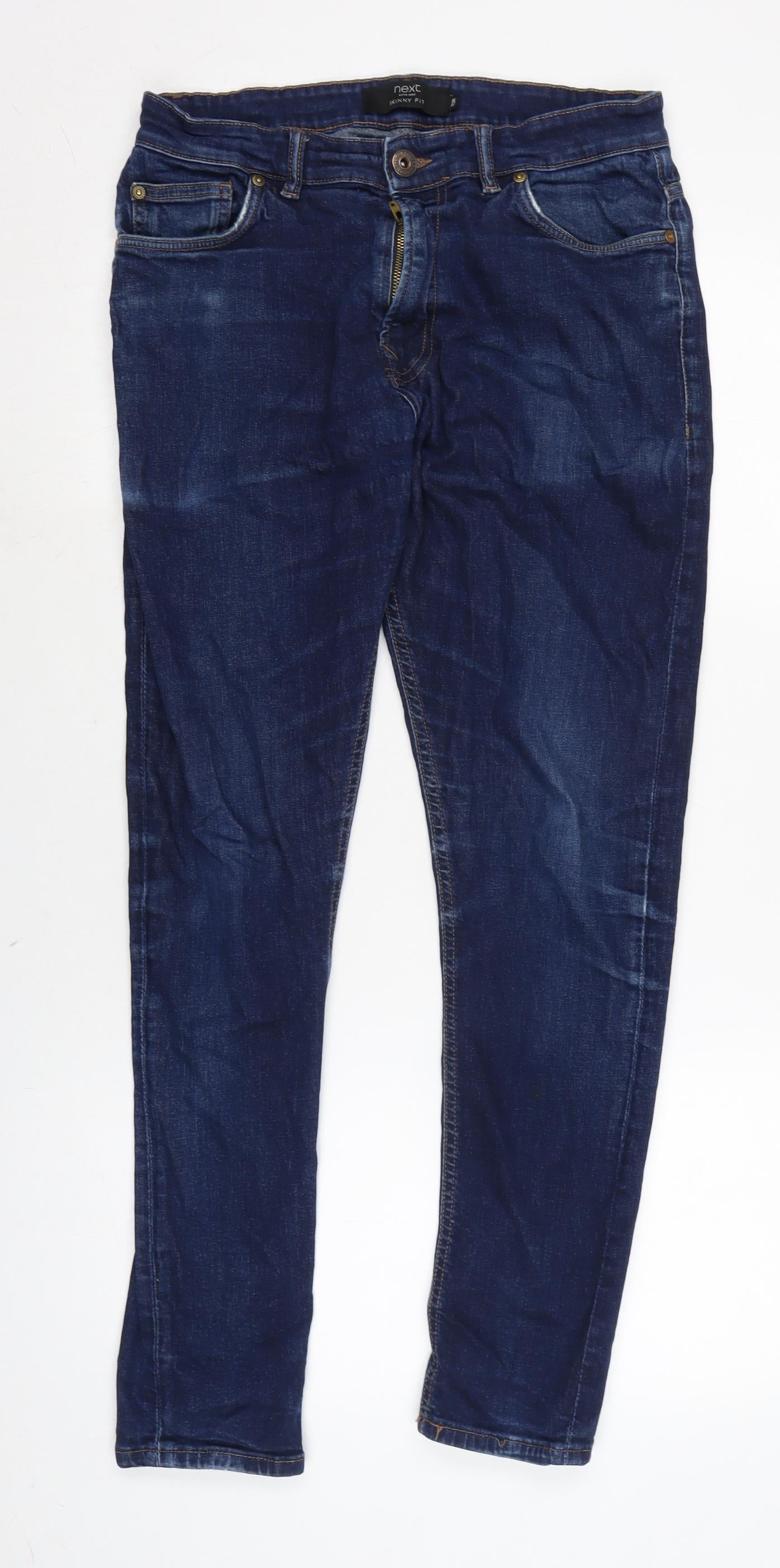 NEXT Mens Blue Cotton Blend Skinny Jeans Size 30 in L29 in Regular Zip