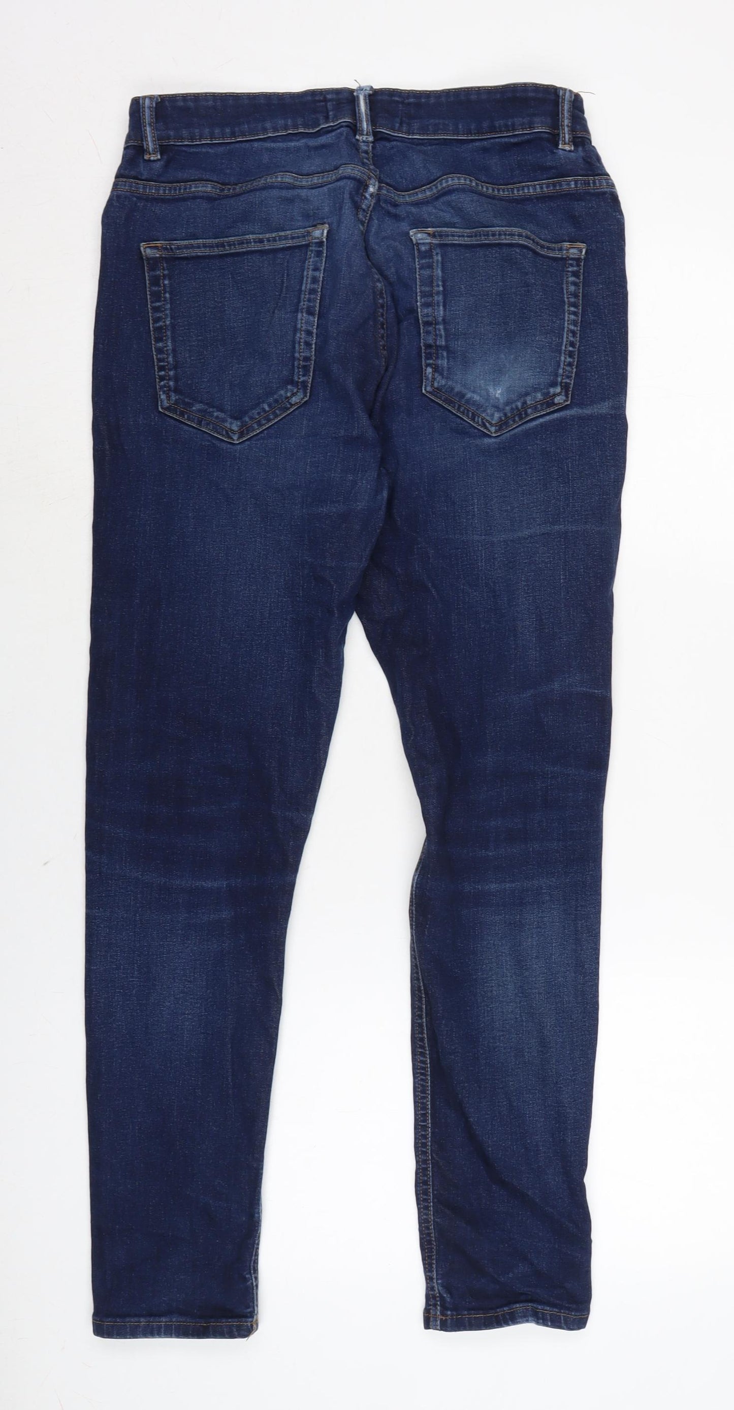 NEXT Mens Blue Cotton Blend Skinny Jeans Size 30 in L29 in Regular Zip