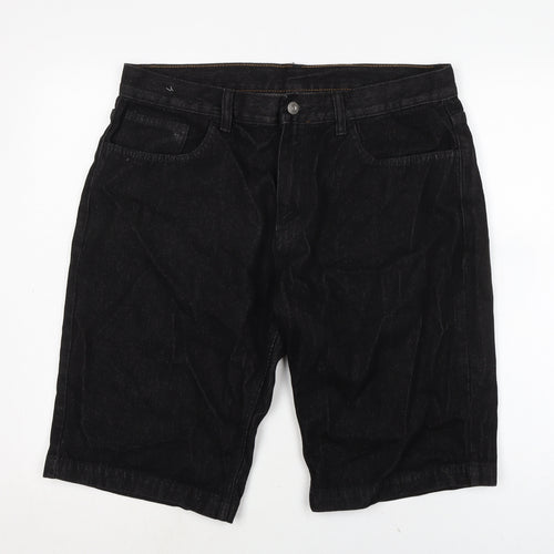Matalan Mens Black Cotton Bermuda Shorts Size 34 in L12 in Regular Zip