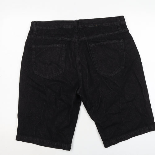 Matalan Mens Black Cotton Bermuda Shorts Size 34 in L12 in Regular Zip