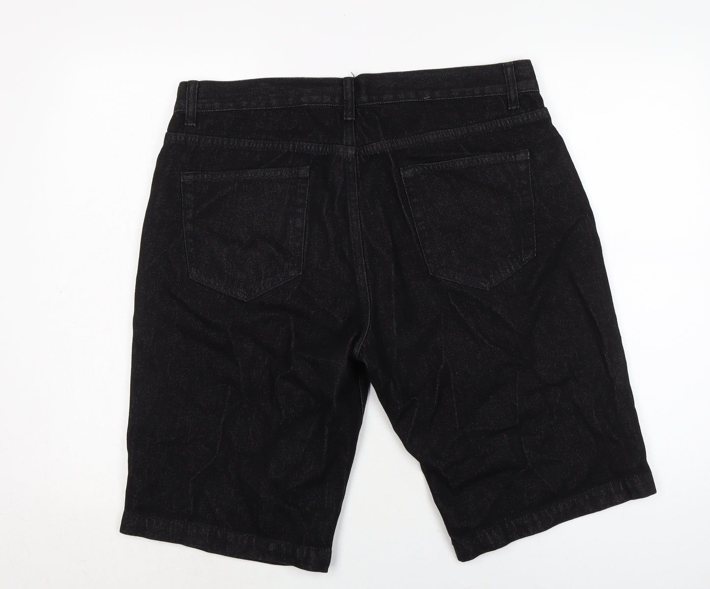 Matalan Mens Black Cotton Bermuda Shorts Size 34 in L12 in Regular Zip