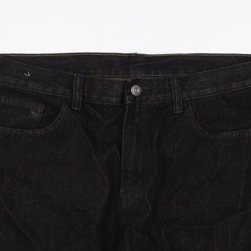 Matalan Mens Black Cotton Bermuda Shorts Size 34 in L12 in Regular Zip
