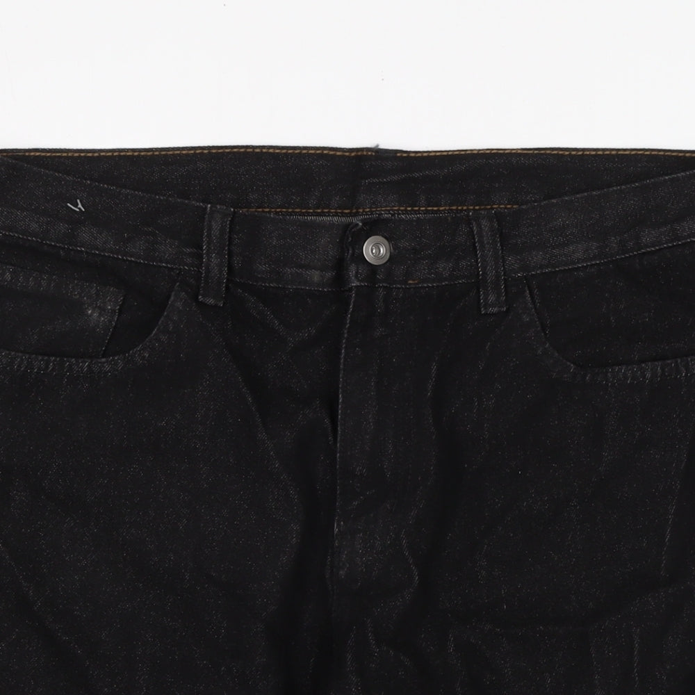 Matalan Mens Black Cotton Bermuda Shorts Size 34 in L12 in Regular Zip