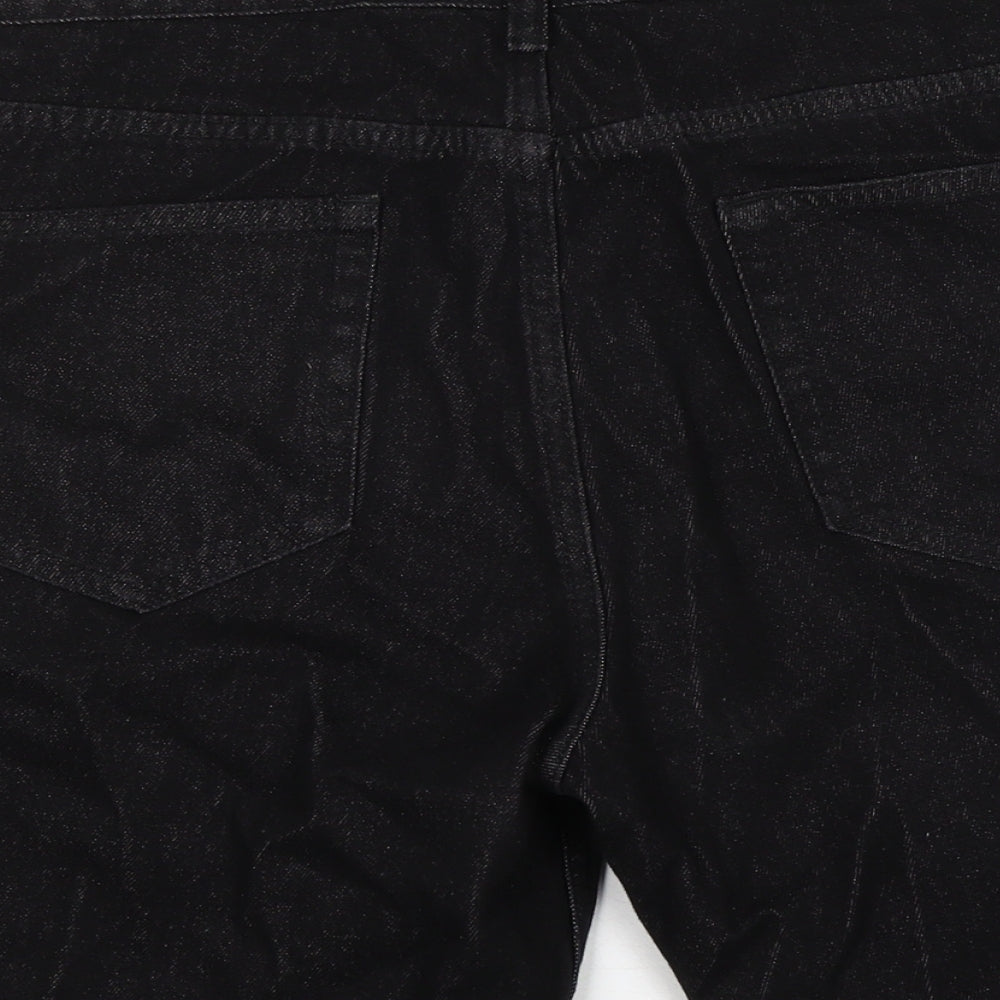 Matalan Mens Black Cotton Bermuda Shorts Size 34 in L12 in Regular Zip