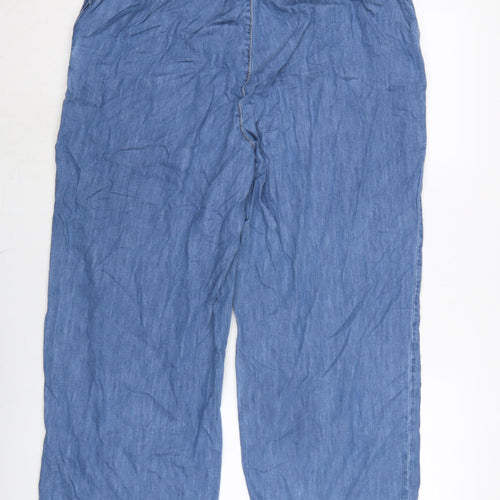 Monsoon Womens Blue Cotton Wide-Leg Jeans Size 18 L26 in Regular