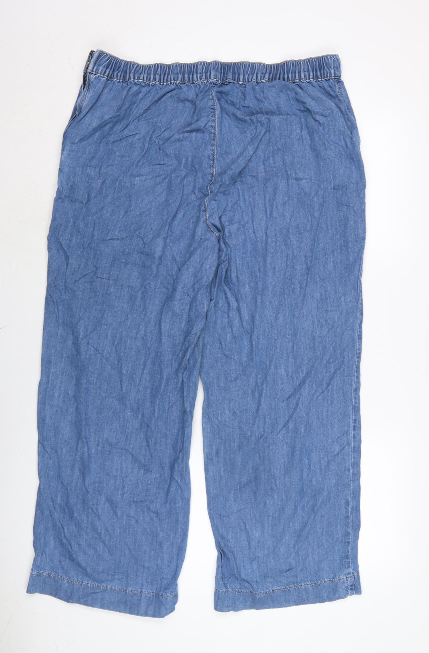 Monsoon Womens Blue Cotton Wide-Leg Jeans Size 18 L26 in Regular