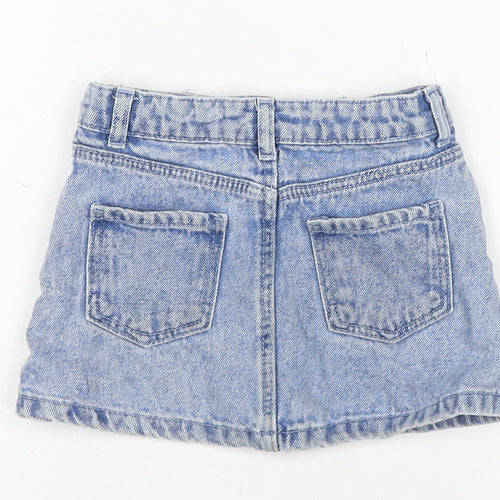 Denim & Co. Girls Blue Cotton A-Line Skirt Size 18-24 Months Button