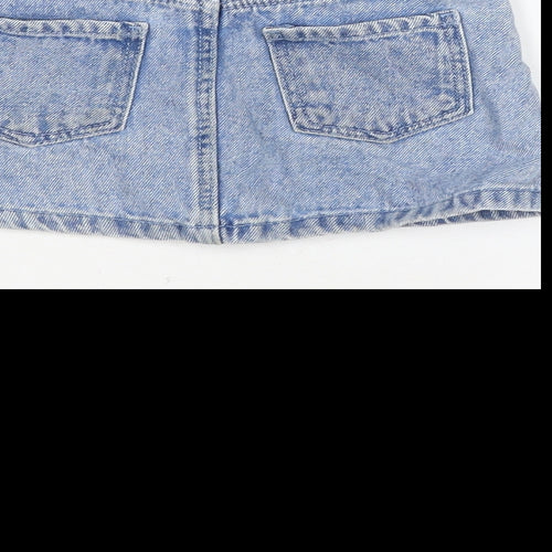 Denim & Co. Girls Blue Cotton A-Line Skirt Size 18-24 Months Button