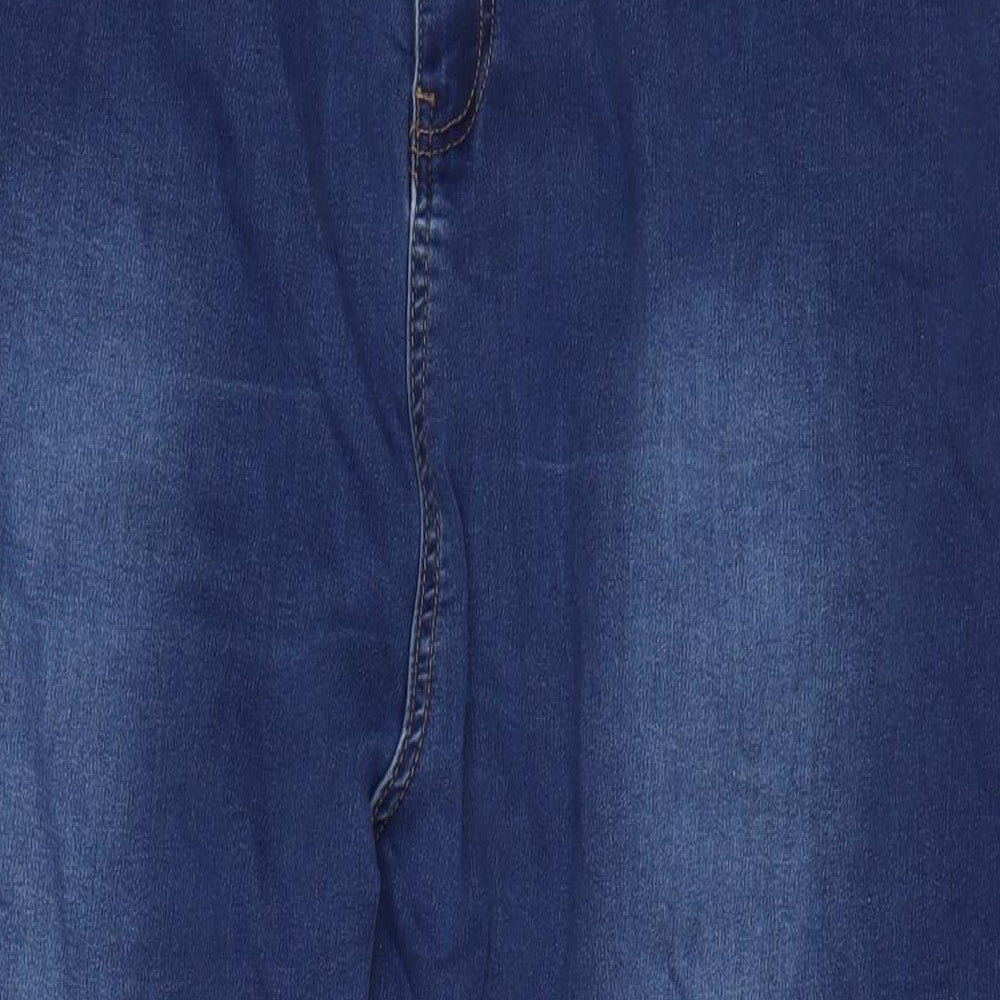 Bonmarché Womens Blue Cotton Blend Straight Jeans Size 28 L28 in Regular Zip