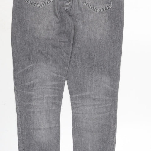 River Island Mens Grey Cotton Blend Straight Jeans Size 32 in L31 in Regular Button