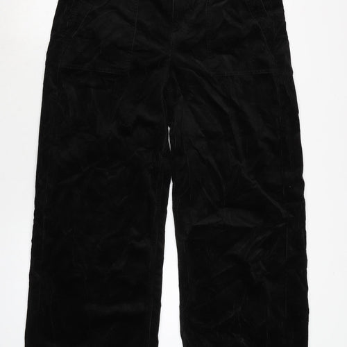 Marks and Spencer Womens Black Cotton Trousers Size 14 L30 in Regular Zip