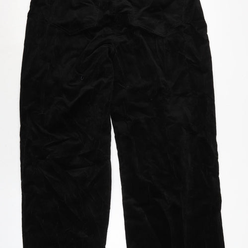 Marks and Spencer Womens Black Cotton Trousers Size 14 L30 in Regular Zip