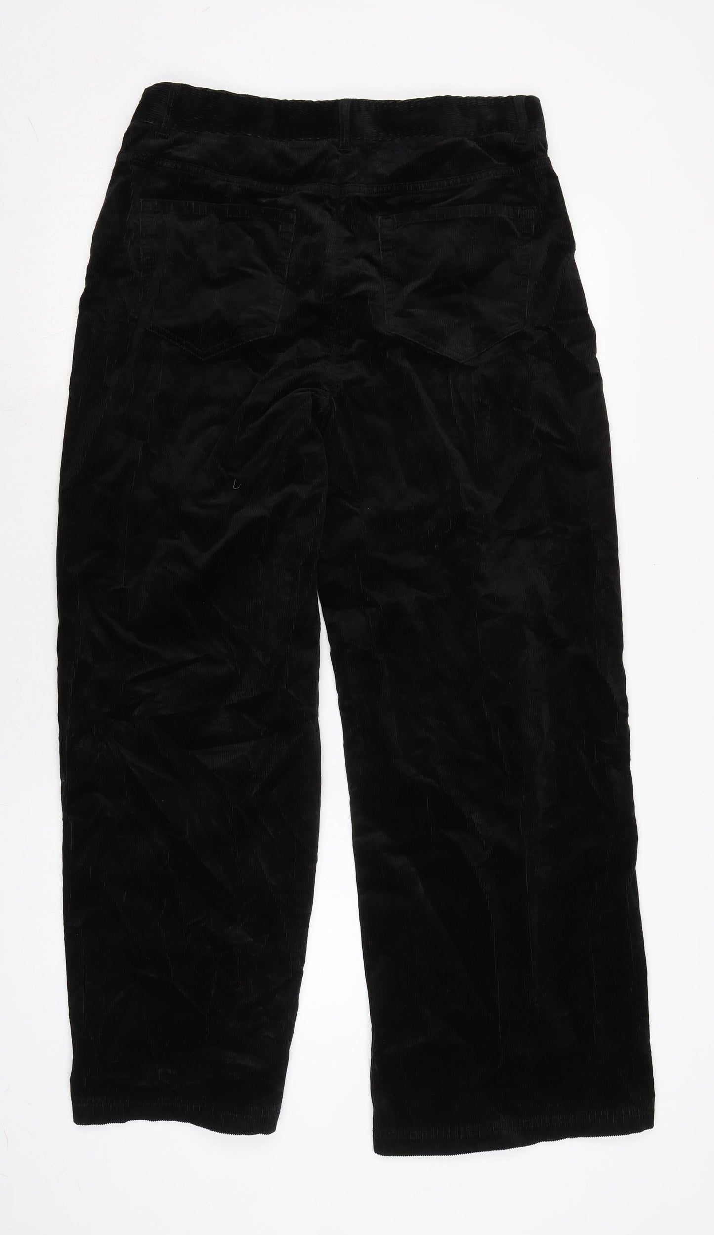 Marks and Spencer Womens Black Cotton Trousers Size 14 L30 in Regular Zip