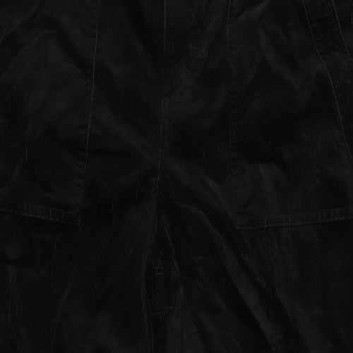 Marks and Spencer Womens Black Cotton Trousers Size 14 L30 in Regular Zip