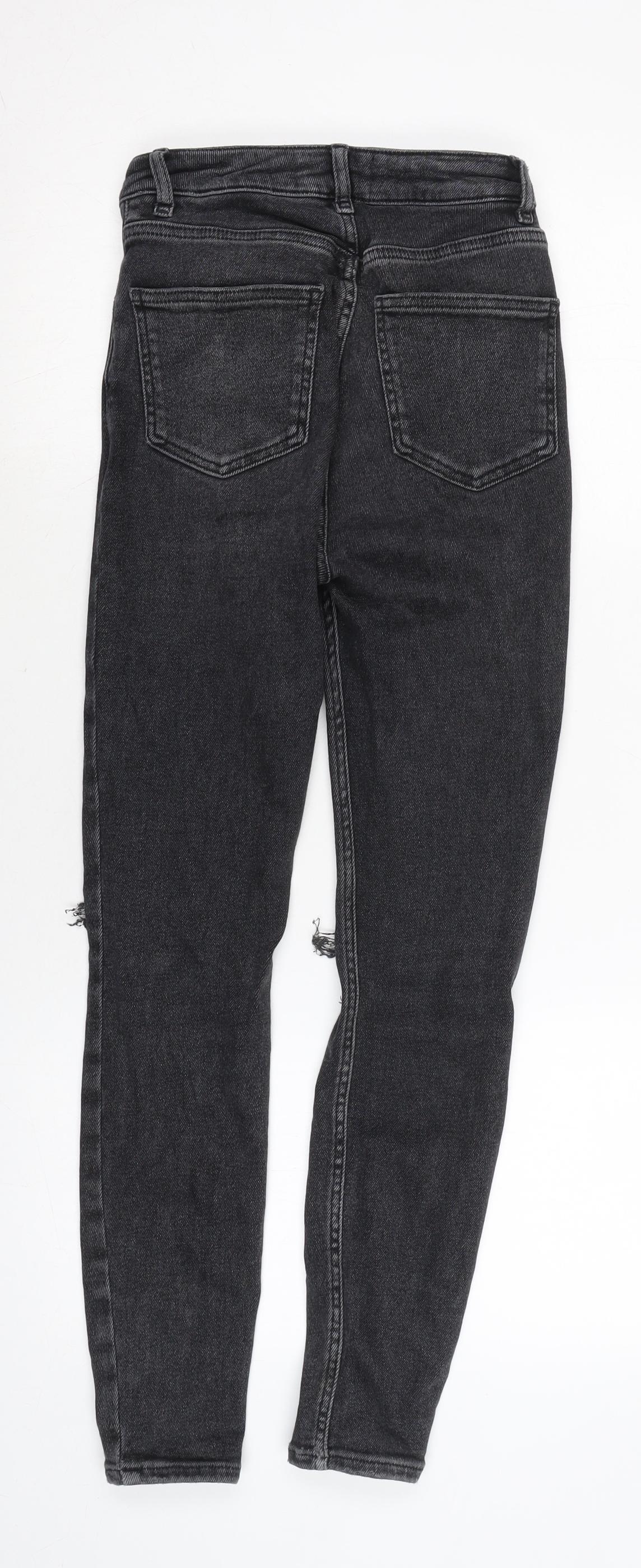 New Look Womens Grey Cotton Blend Tapered Jeans Size 10 L27 in Regular Zip