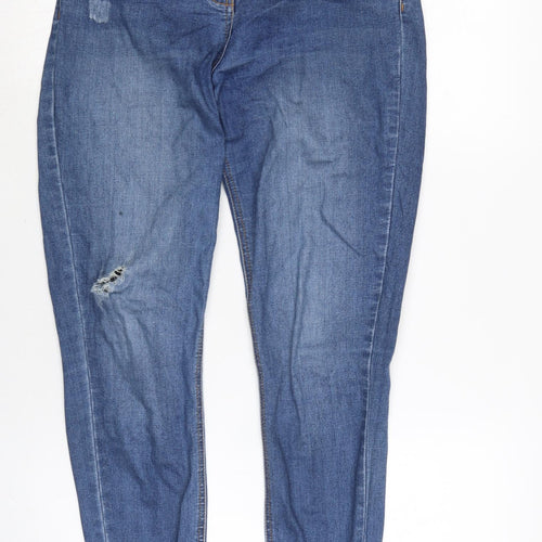 Denim & Co. Womens Blue Cotton Blend Skinny Jeans Size 10 L28 in Regular Zip