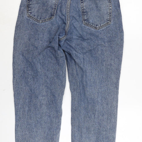 PRETTY LITTLE THING Womens Blue Cotton Mom Jeans Size 8 L24 in Regular Zip