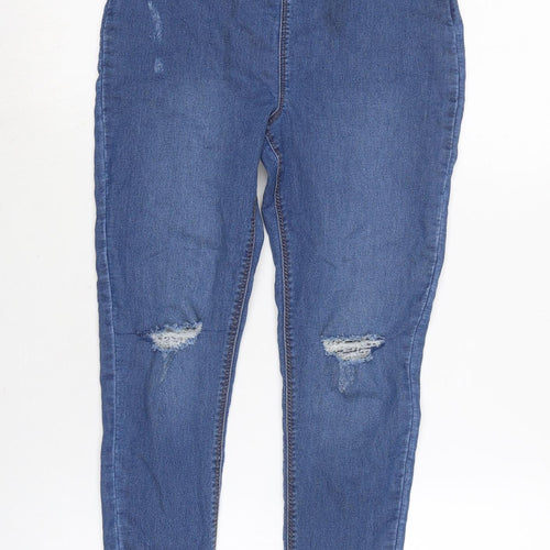 Candy Girls Blue Cotton Jegging Jeans Size 13 Years L24 in Regular - Raw Hem - Distressed.