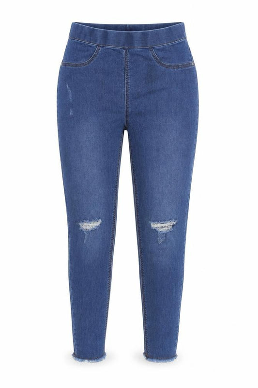 Candy Girls Blue Cotton Jegging Jeans Size 13 Years L24 in Regular - Raw Hem - Distressed.