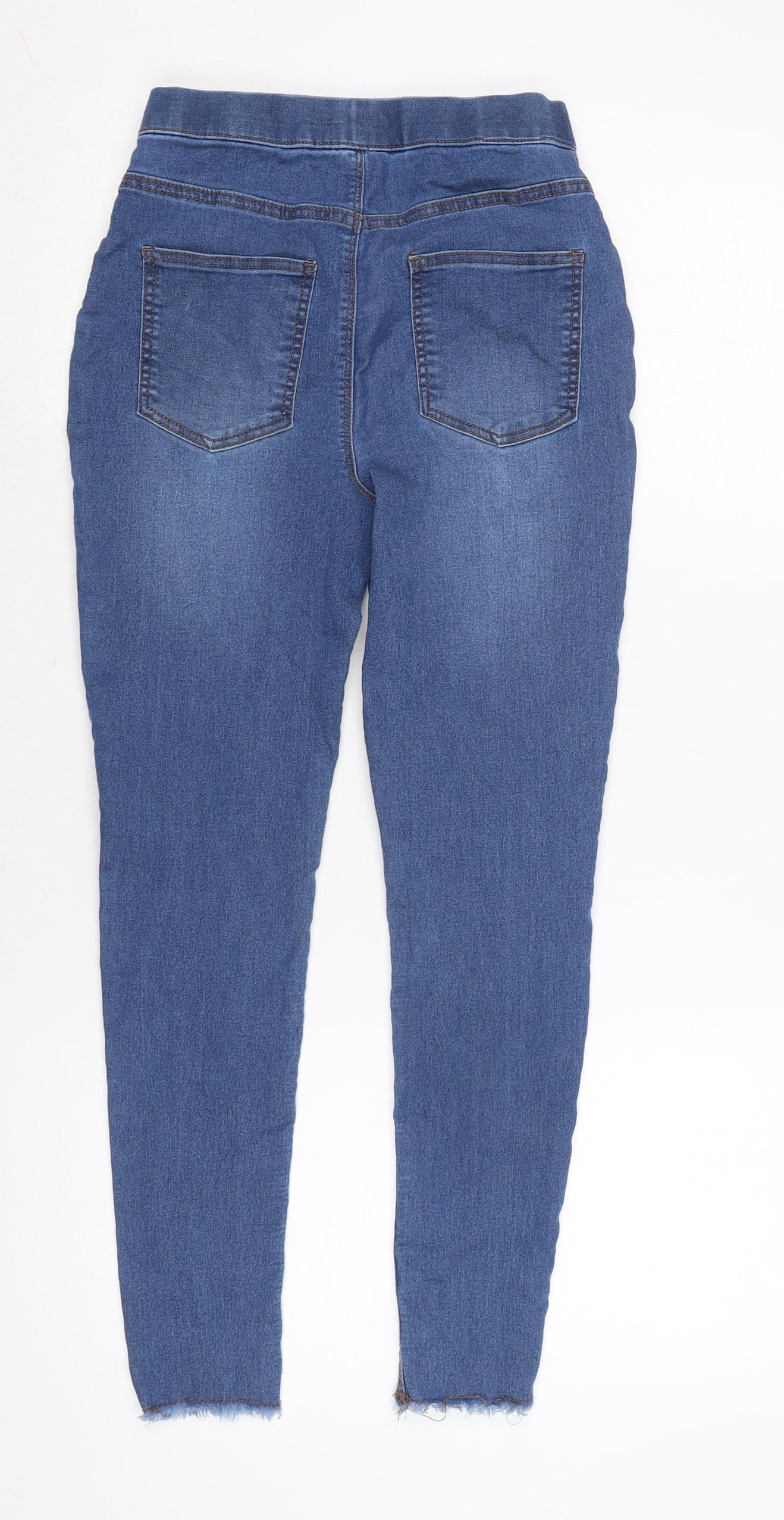 Candy Girls Blue Cotton Jegging Jeans Size 13 Years L24 in Regular - Raw Hem - Distressed.