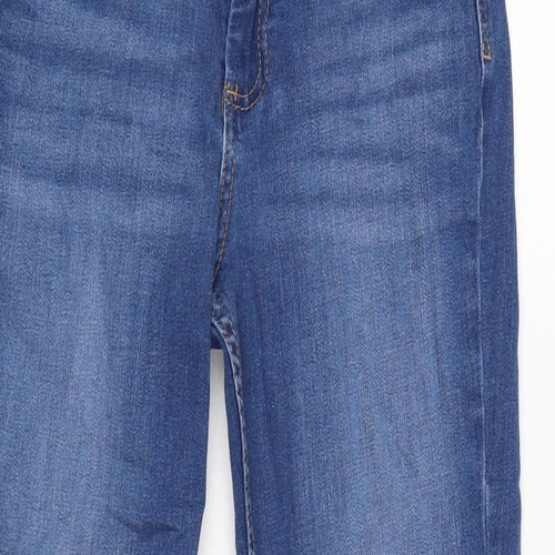 Marks and Spencer Womens Blue Cotton Blend Straight Jeans Size 10 L27.5 in Regular Zip