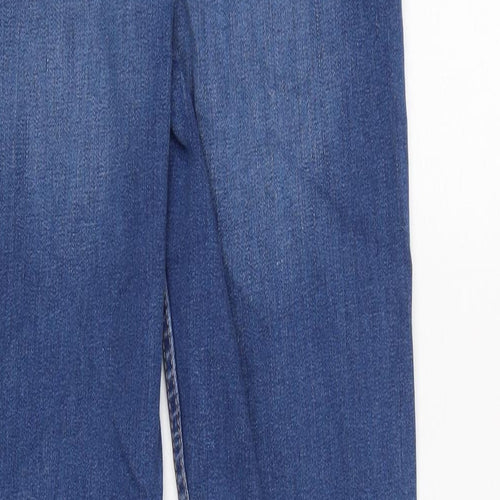 Marks and Spencer Womens Blue Cotton Blend Straight Jeans Size 10 L27.5 in Regular Zip