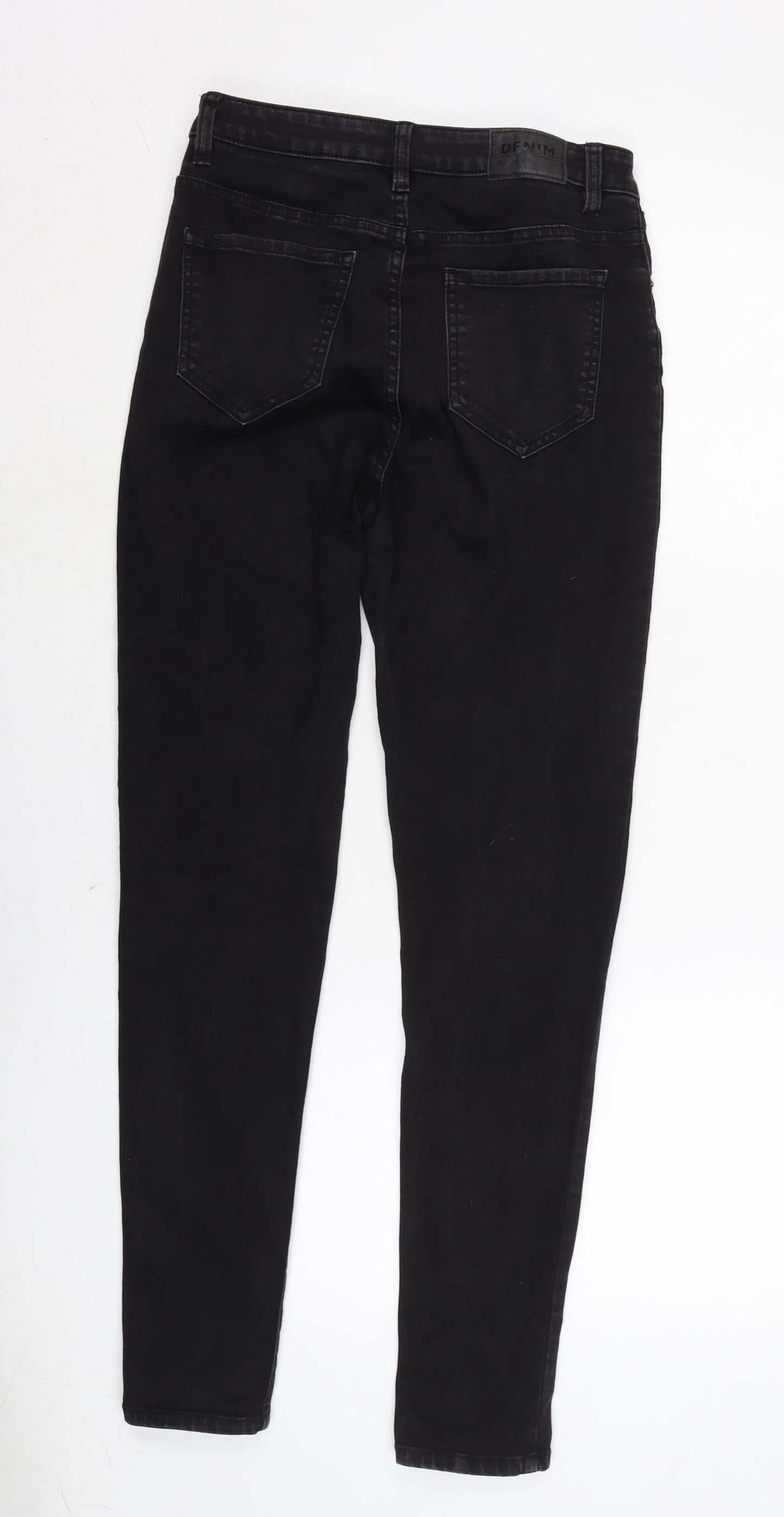 Glassons Womens Black Cotton Blend Tapered Jeans Size 10 L28 in Regular Zip