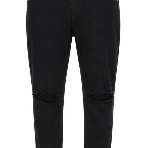 Denim & Co. Womens Black Cotton Blend Straight Jeans Size 14 L27 in Regular Zip - Distressed
