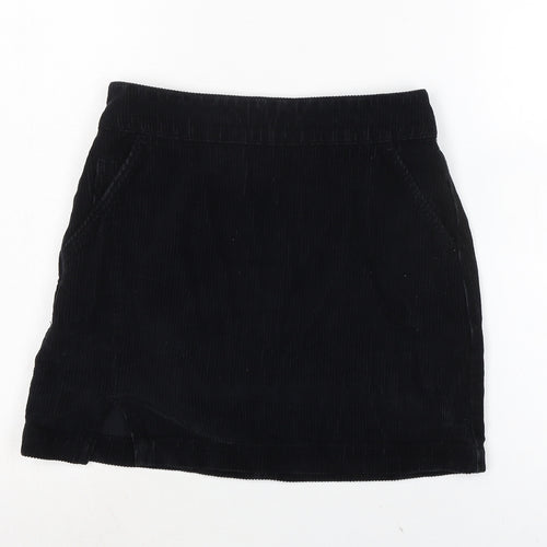 Topshop Womens Black Cotton A-Line Skirt Size 10 Zip