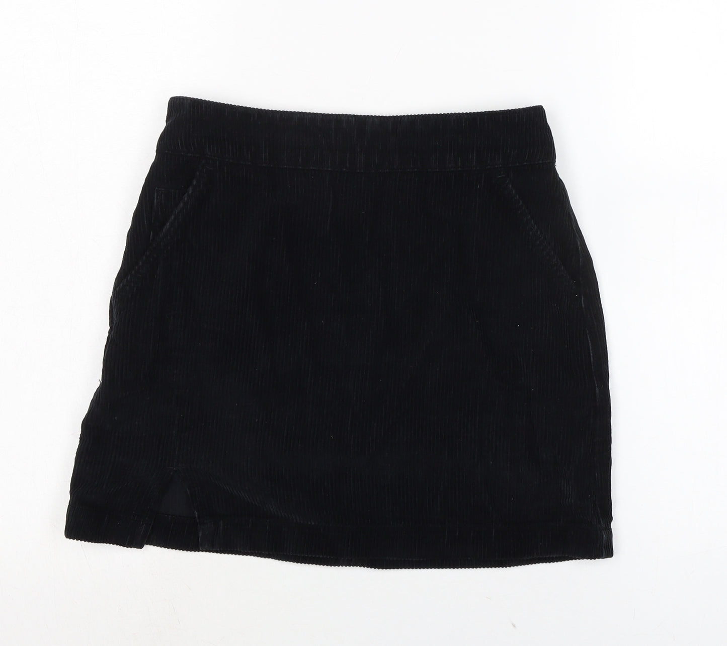 Topshop Womens Black Cotton A-Line Skirt Size 10 Zip