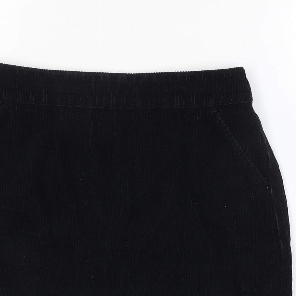 Topshop Womens Black Cotton A-Line Skirt Size 10 Zip