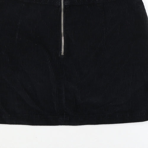 Topshop Womens Black Cotton A-Line Skirt Size 10 Zip