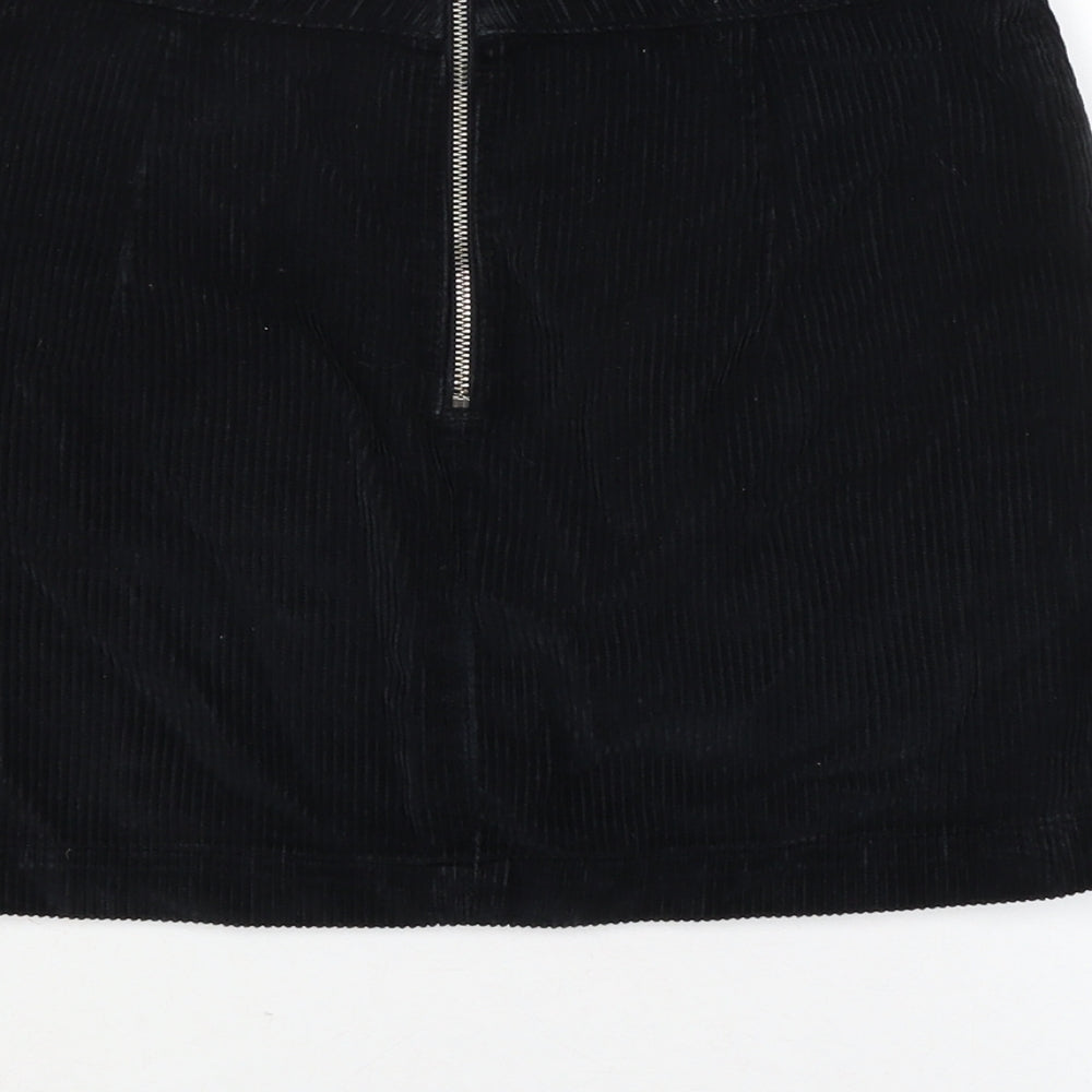 Topshop Womens Black Cotton A-Line Skirt Size 10 Zip