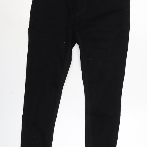 River Island Mens Black Cotton Blend Tapered Jeans Size 30 in L30 in Regular Zip